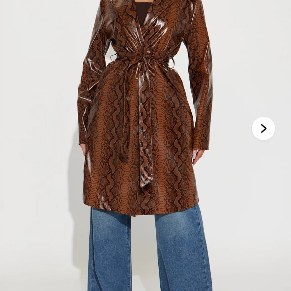 Fashion Nova Brown Snake Print Trench Coat